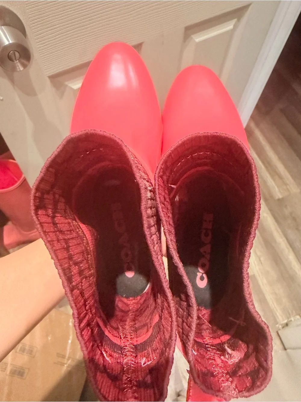 Coach Women's Hot Pink Chelsea Rain Boots size 8